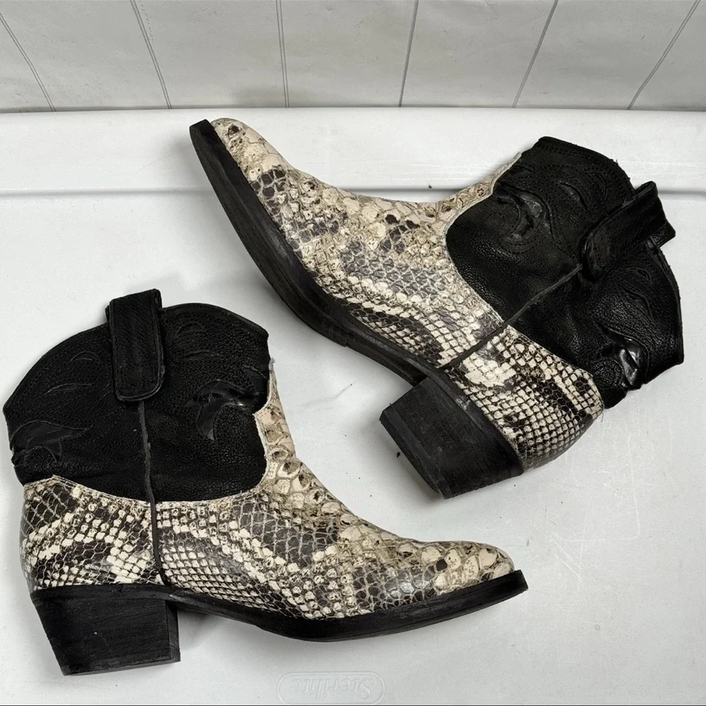 Sam Edelman Snakeskin Print Ankle Boots‎ Western Cowgirl Boho Rodeo Concert 6.5M
